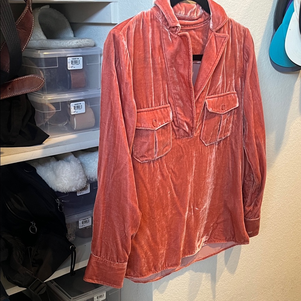 J. Crew Velvet Coral Blouse